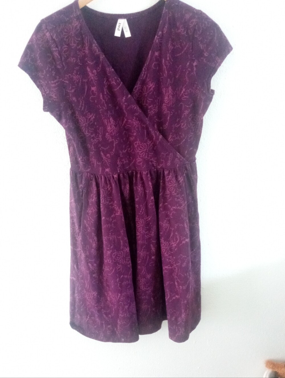 PACT Organic Cotton Purple Wine Floral Print Dress | M - Picture 3 of 9